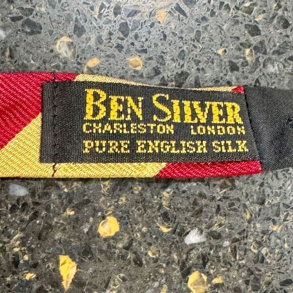 Ben Silver Silk Bow Tie - Picture 3 of 5